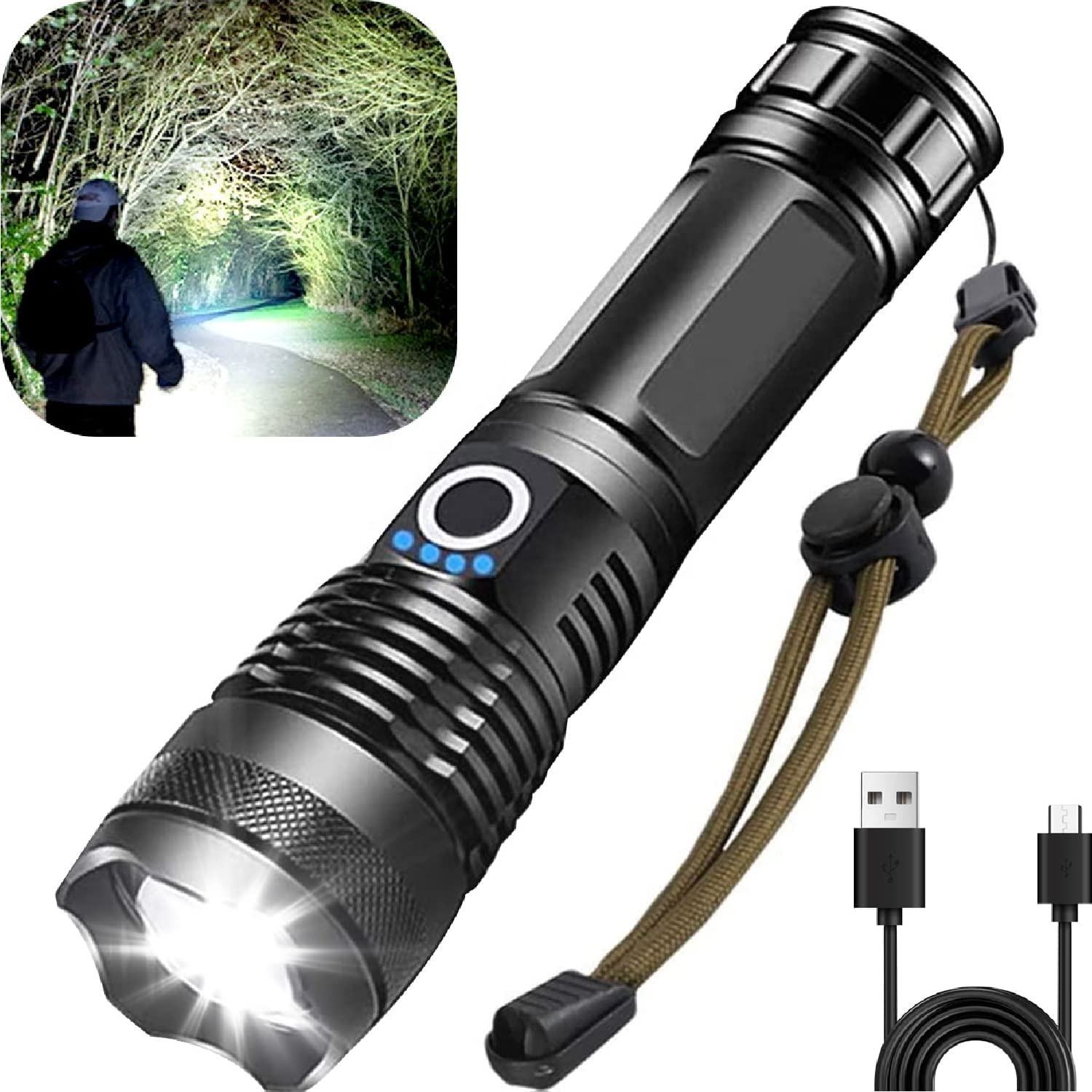 Outdoor Long Range Use Light Super Bright Waterproof P50 Rechargeable Battery Flashlight Torch