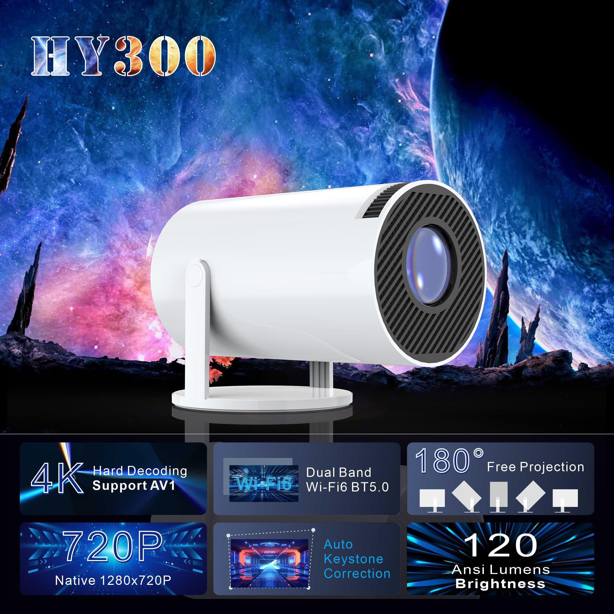 OEM HY300 Mini Portable 4K Projector Home Theater Outdoor Use WiFi 3D LCD Battery Cheap 720P Projector for Phone