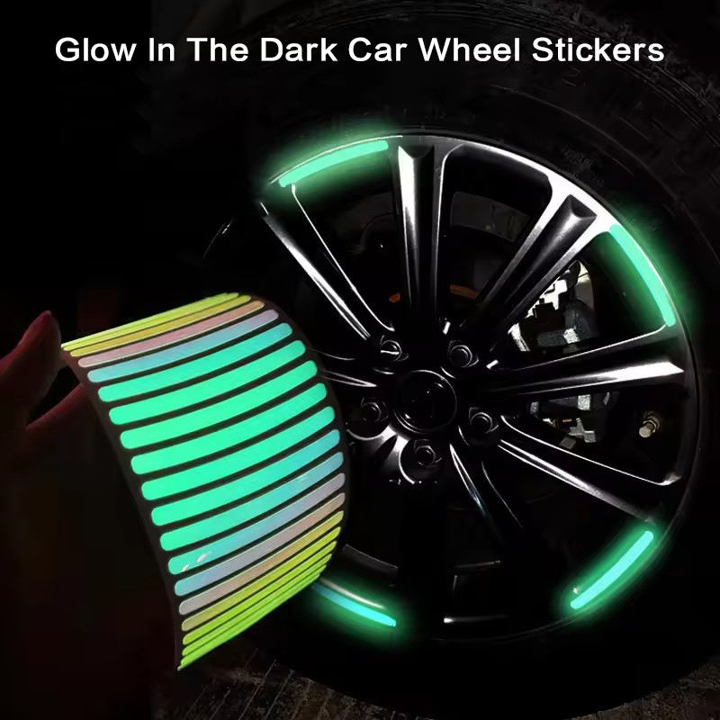Universal Luminous Tire Sticker Colorful Hub Reflective Decal Wheel Stickers Car Styling And Motorcycle Styling 20 Pc